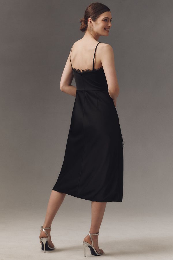 Slide View: 2: Liv Foster Sleeveless Lace-Trim Satin Slip Midi Dress