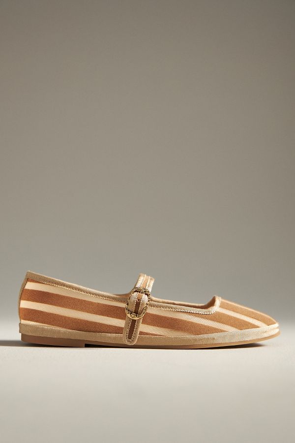 Slide View: 1: Dolce Vita Tameka Stripe Mesh Mary Jane Flats