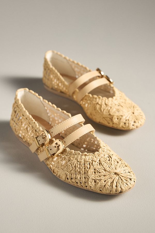 Slide View: 2: Dolce Vita Baylee Sunflower Macramé Mary Jane Flats