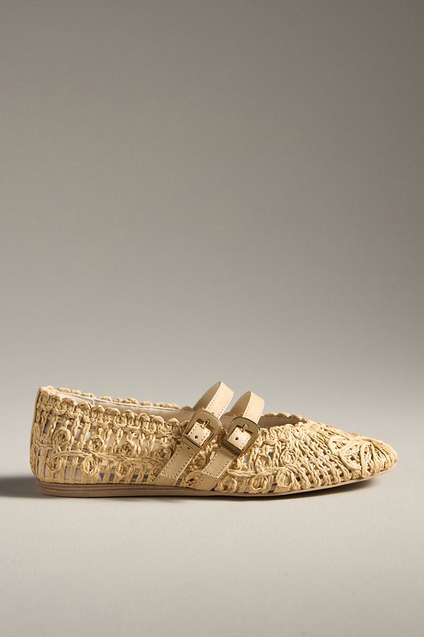 Slide View: 1: Dolce Vita Baylee Sunflower Macramé Mary Jane Flats