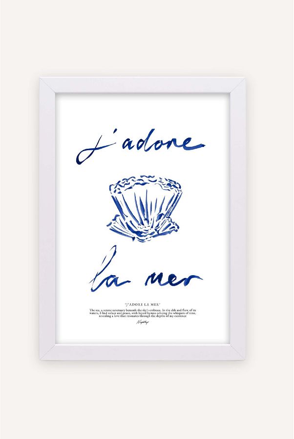 Slide View: 1: J'adore La Mer Brushstroke Wall Art