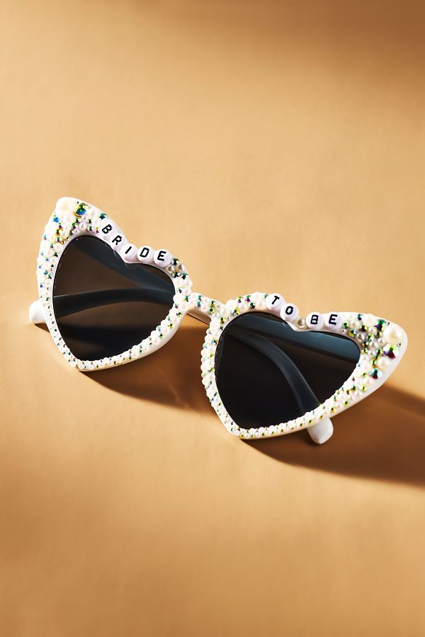 Slide View: 2: Untamed Petals Bride-To-Be Heart Sunglasses