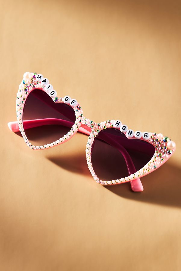 Slide View: 2: Untamed Petals Maid of Honor Heart Sunglasses