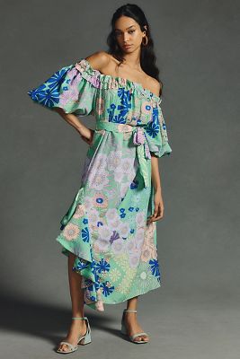 Oopscool Off-The-Shoulder Printed Dress