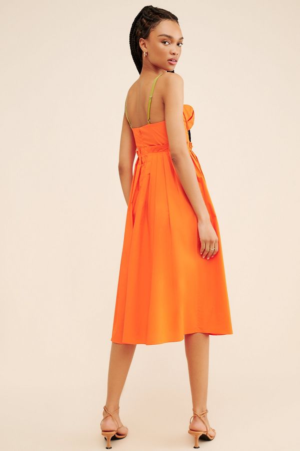 Slide View: 2: FARM Rio Corset Pleated Sleeveless Midi Dress