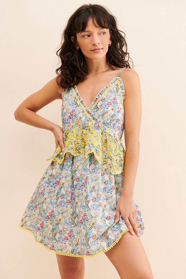 Slide View: 1: Barok Paris Floral Embroidered Mini Dress