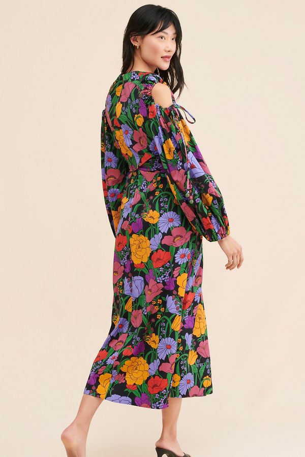 Slide View: 2: FARM Rio Bucolic Garden Sleeve Cut Out Dress