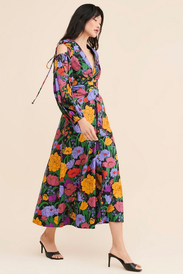 Slide View: 4: FARM Rio Bucolic Garden Sleeve Cut Out Dress