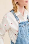 Thumbnail View 3: Flat White Embroidered Buttondown Long Sleeve Top