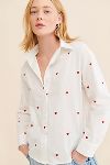 Thumbnail View 1: Flat White Embroidered Buttondown Long Sleeve Top