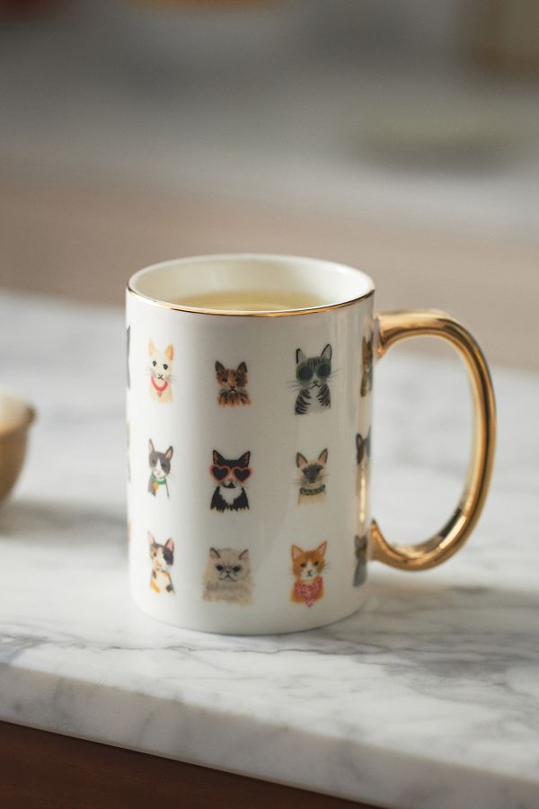 Slide View: 1: Rifle Paper Co. Porcelain Cool Cats Mug