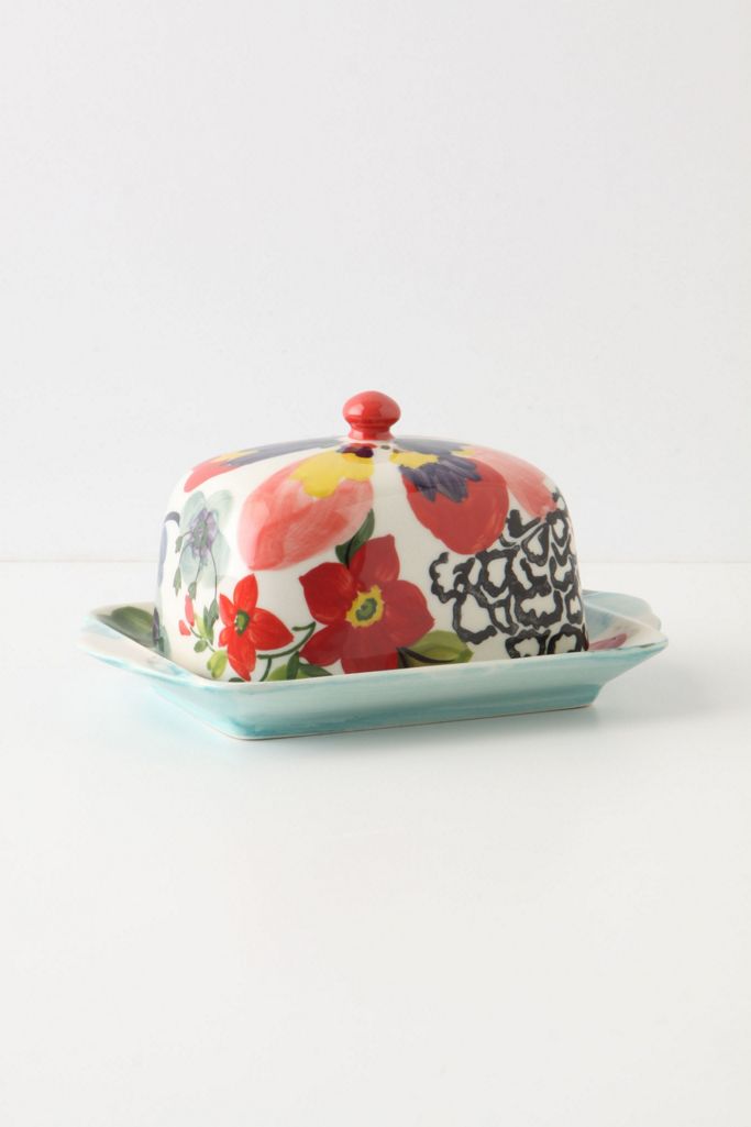 Painted Amaryllis Butter Dish Anthropologie
