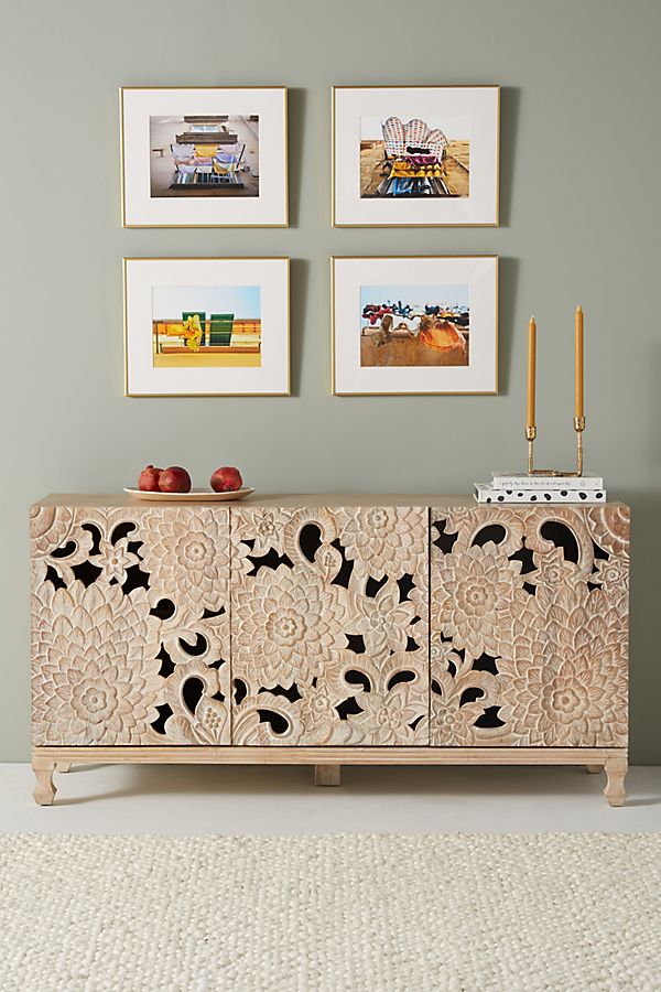 Slide View: 1: Handcarved Lotus Sideboard
