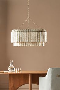 Slide View: 2: Madelyn Capiz Oval Faceted Chandelier