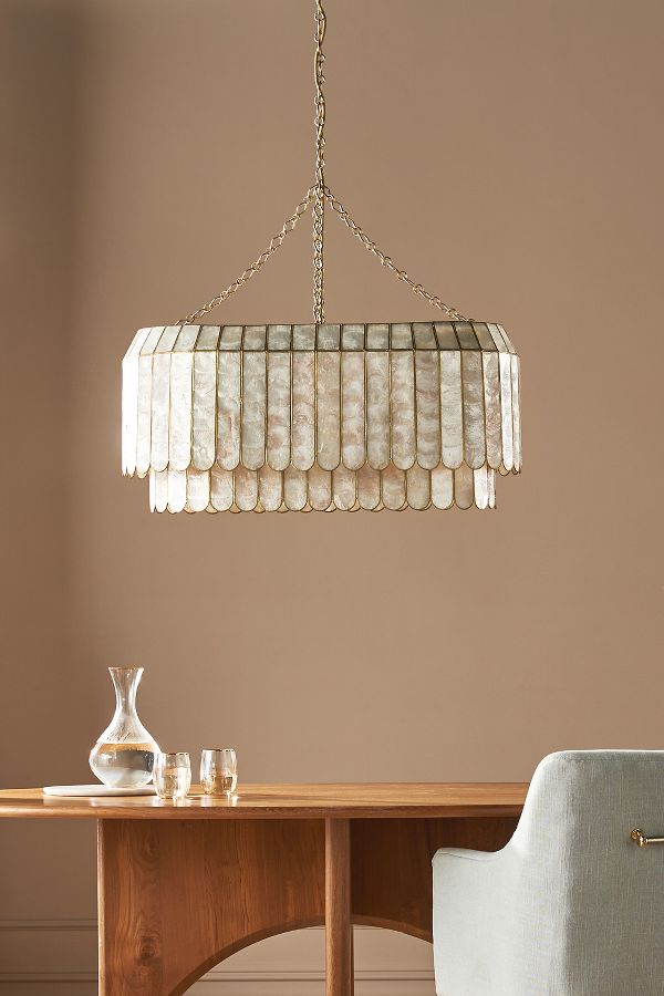 Slide View: 2: Madelyn Capiz Oval Faceted Chandelier