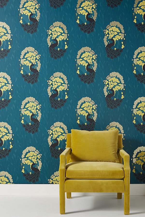 Slide View: 1: Deco Peacock Wallpaper