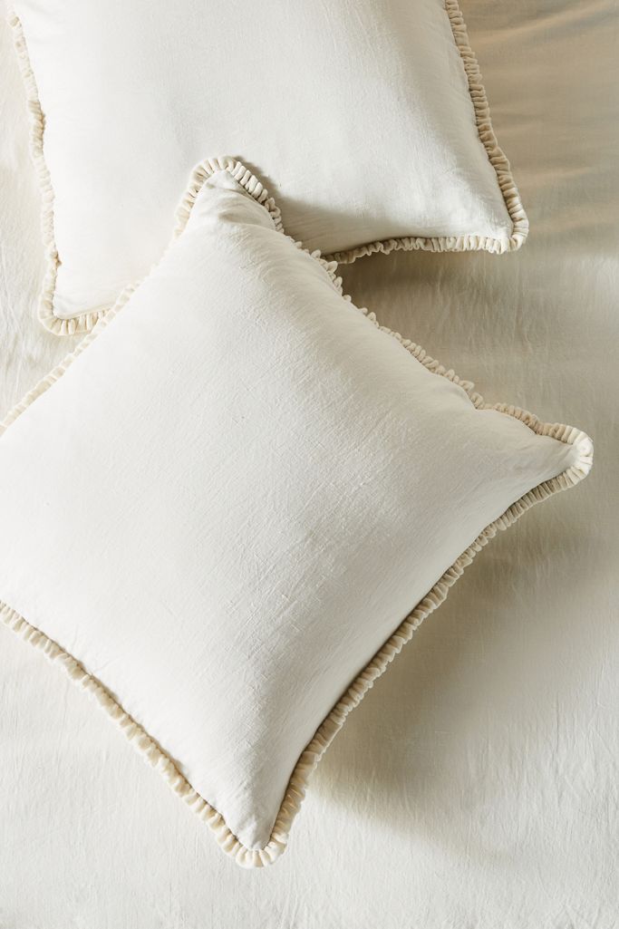 Linen Salvage et Cie Velvet Ruffle Euro Sham Anthropologie