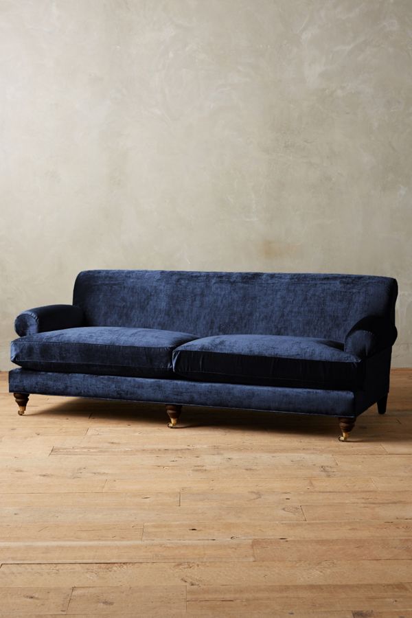 Slub Velvet Willoughby Sofa, Hickory Anthropologie