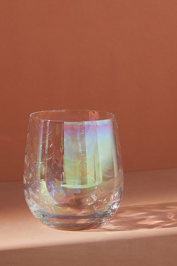 Slide View: 1: Lustered Stemless Wine Glasses, Set of 4