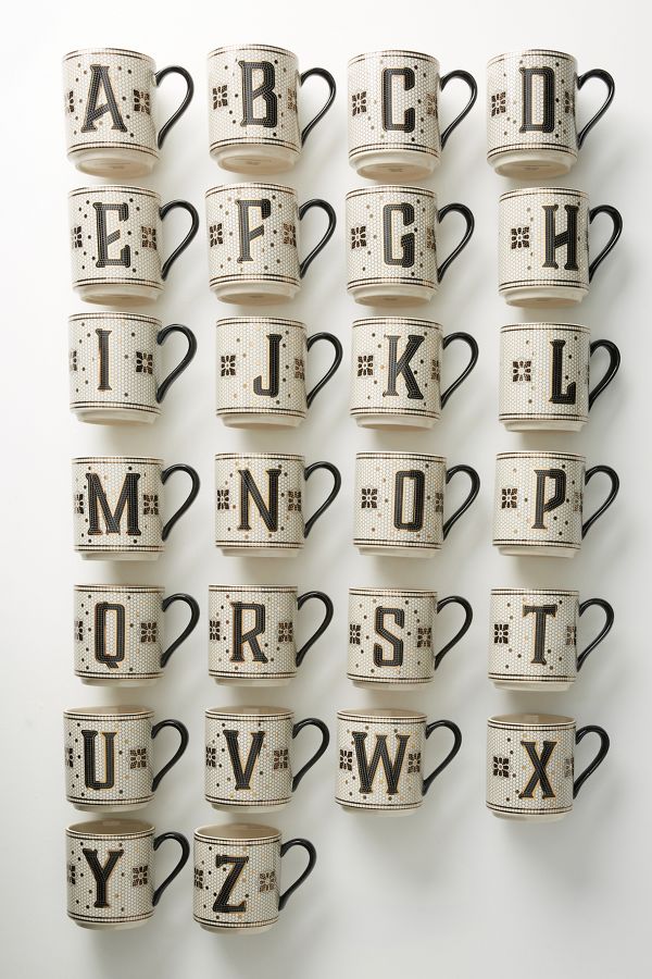 Slide View: 4: The Bistro Tile Stoneware Mug: Monogram Edition