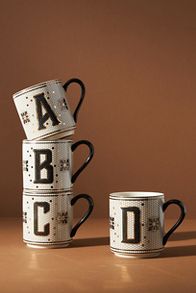 Slide View: 1: Margot Bistro-Becher mit Monogramm und Kacheldesign