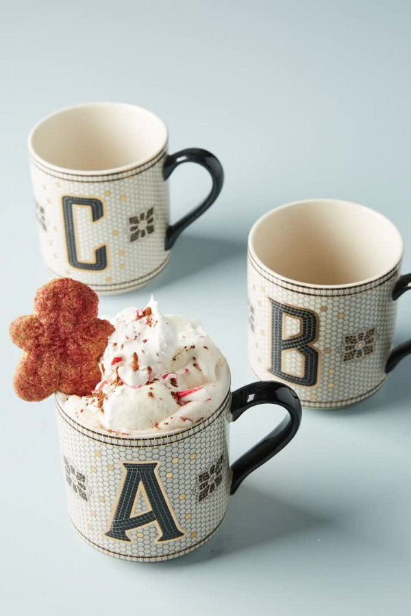 Anthropologie Tiled Margot Monogram Mug