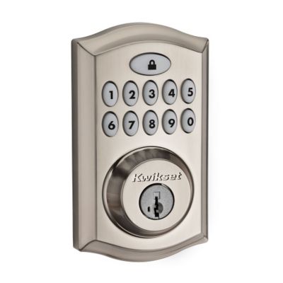 kwikset deadbolt electronic 913 lock smartkey smartcode satin touchpad nickel door security smart keyless ul keypad cylinder single featuring code