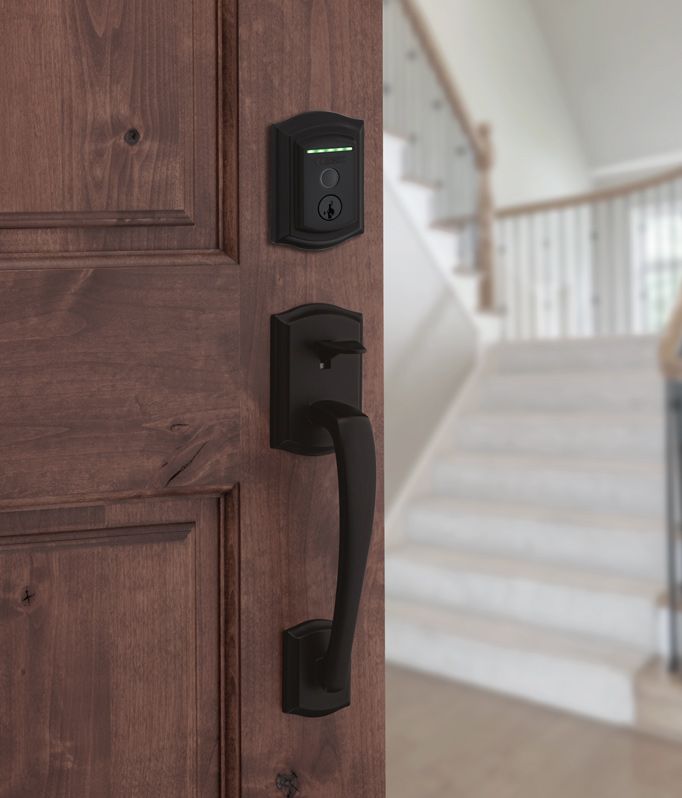 Weiser Halo Touch Fingerprint Door Lock with Prescott Door Handle