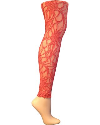 Lace Peach Patterned Leggings Orange