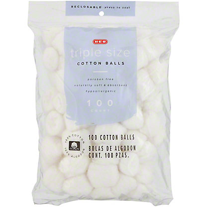 H-E-B Triple Size Cotton Balls, 100-ct