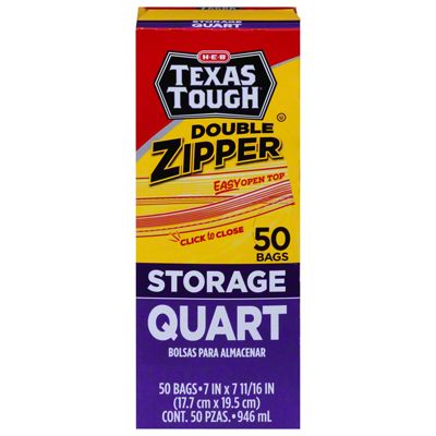 H-E-B Texas Tough Double Zipper Sandwich Bags - Jumbo - Shop Storage Bags  at H-E-B