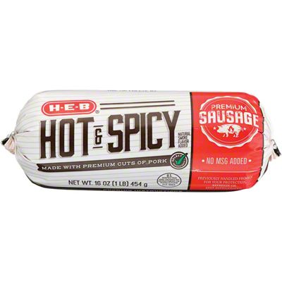 H-E-B Premium Pork Hot & Spicy Sausage, 16 Oz – Central Market