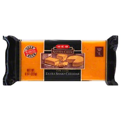 H-E-B Select Ingredients New York Extra Sharp Cheddar Cheese, 8 Oz ...