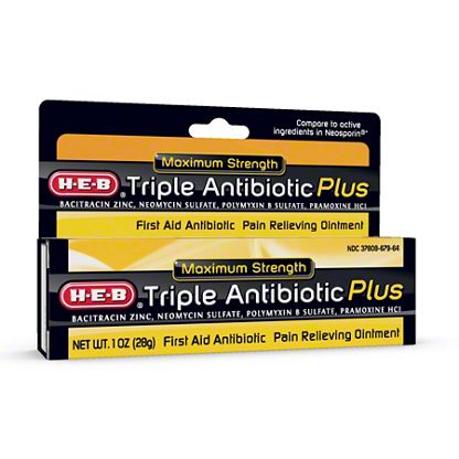 H-E-B Maximum Strength Triple Antibiotic Plus First Aid Antibiotic Pain ...