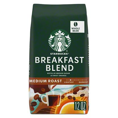 Starbucks Breakfast Blend Medium Roast Whole Bean Coffee, 12 Oz 