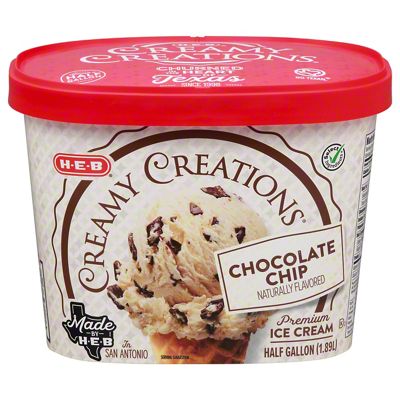 H-E-B Select Ingredients Creamy Creations Chocolate Chip Ice Cream, 1/2 ...