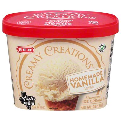 H-E-B Creamy Creations Homemade Vanilla Ice Cream, 1/2 Gal | Central ...