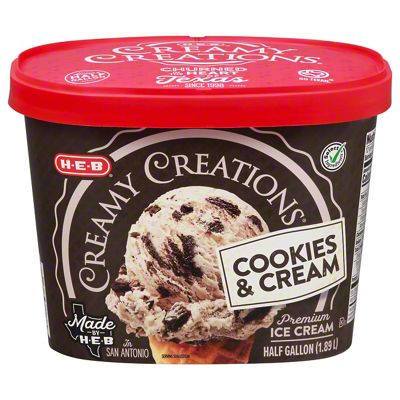 H-E-B Creamy Creations Cookies & Cream Ice Cream, 1/2 Gal | Joe V's ...