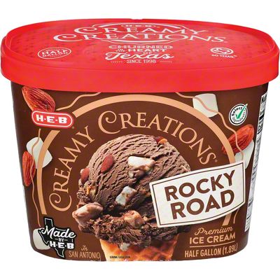 H-E-B Creamy Creations Rocky Road Ice Cream, 1/2 Gal – Central Market