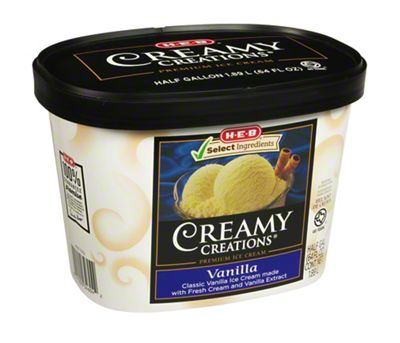 H-E-B Select Ingredients Creamy Creations Vanilla Ice Cream, 1/2 Gal ...