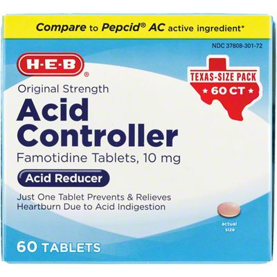 H-E-B Heartburn Prevention Original Strength Acid Reducer 10 Mg Tablets ...