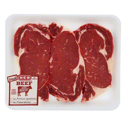 H-E-B Beef Ribeye Steak Boneless Thick Value Pack, USDA Select ...