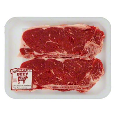 H-E-B Beef New York Strip Steak Bone-In Thin, USDA Select | Joe V's ...