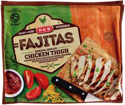 H-E-B Seasoned Boneless Skinless Chicken Thighs For Fajitas, Value Pack ...