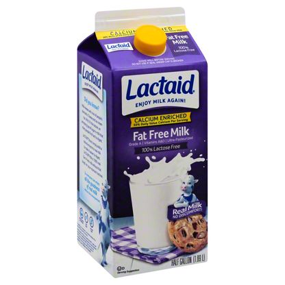 Lactaid 100% Lactose Free Calcium Enriched Fat Free Milk, 1/2 gal ...