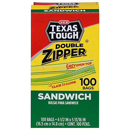 H-E-B Texas Tough Double Zipper Sandwich Bags, 100 ct