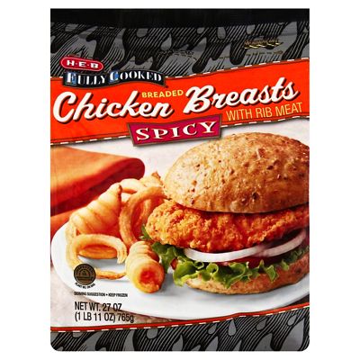 H-E-B Fully Cooked Spicy Breaded Chicken Breasts, 27 Oz | Central ...