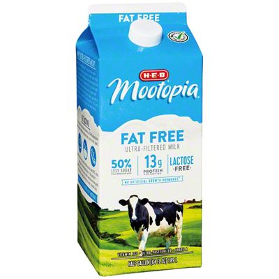 H-E-B Select Ingredients MooTopia Lactose Free Fat Free Milk, 1/2 Gal ...