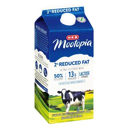 H-E-B Select Ingredients MooTopia Lactose Free 2% Reduced Fat Milk, 1/2 ...