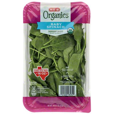 H-E-B Organics Fresh Baby Spinach - Texas-Size Pack, 16 Oz | Central ...